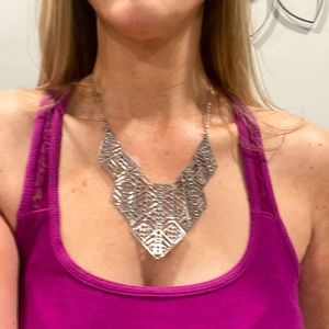 Silver Geometric Statement Necklace